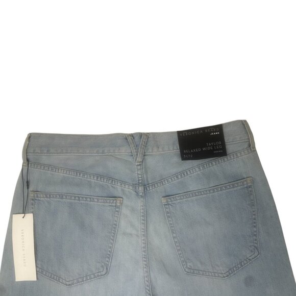 New Veronica Beard Taylor Relaxed Wide Leg High Rise Jeans 31 In Aire Wash Blue - Picture 9 of 15